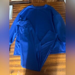 Vibrant Blue Long Sleeve Top With Matching Blue Pants